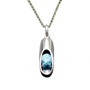 China 925 Silver 6mm Blue Topaz Cubic Zirconia Drop Pendant (YAQA1003) wholesale