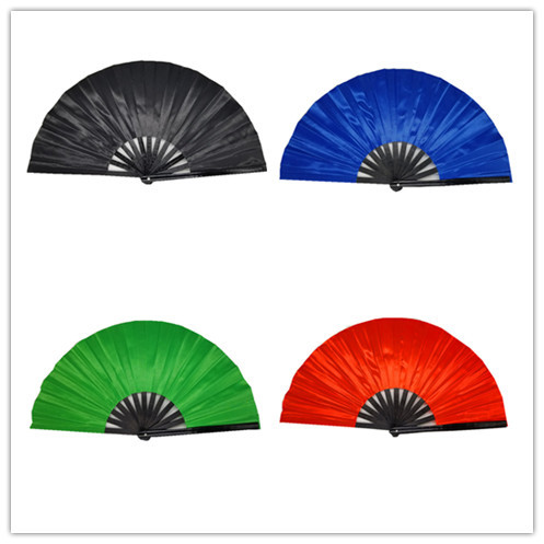 33cm Length Large Bamboo Hand Fan Fabric 13 Inch Hand Fan For Disco