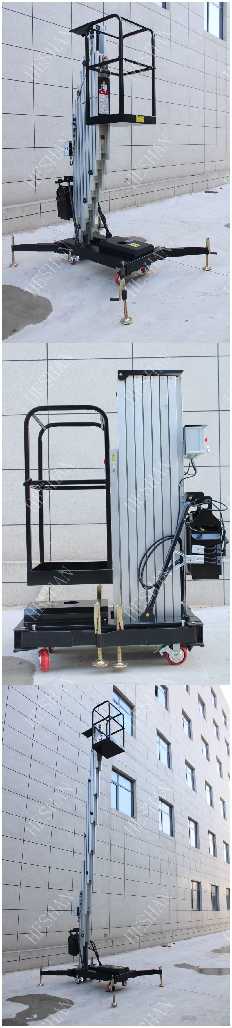 Vertical Aluminum Mast Lift Table Hydraulic Single Man Electric Lift