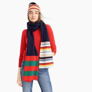 China Colorful Stripe RIB Knitted Hat Scarf Gloves Set For Winter Wear Resistant wholesale