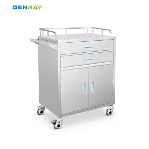 China Hospital 2 Drawers And 1 Cabinet Stainless Steel Medical Medicine Trolley wholesale