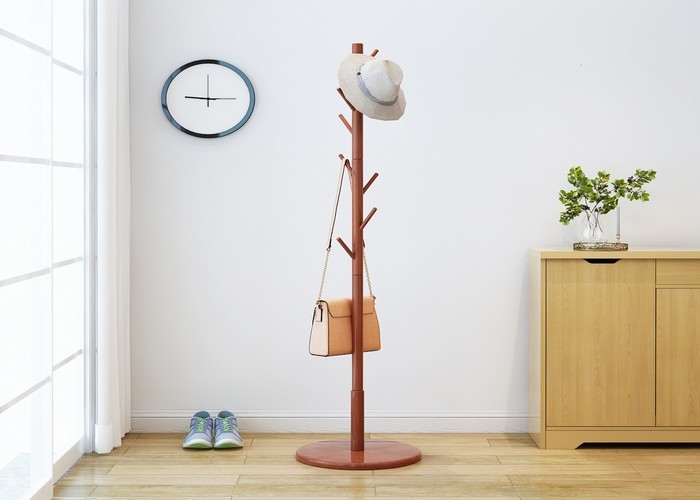 Space Saving Adjustable Pinewood Handbag Hanger Stand Wooden Tree