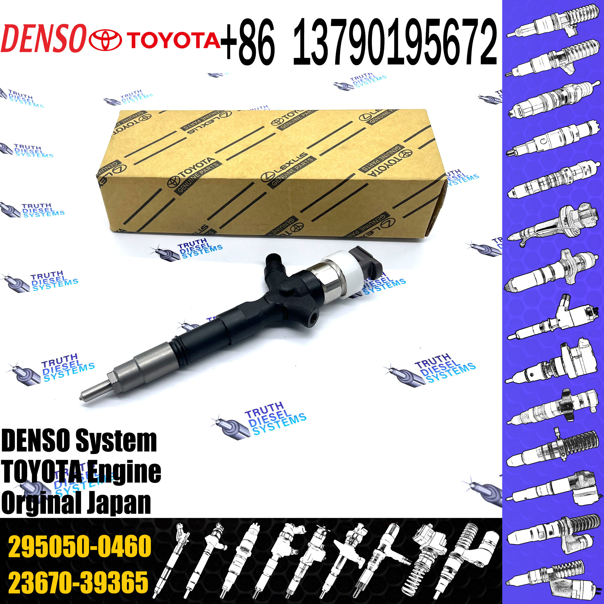Common Rail Fuel Injector 23670-30400 295050-0460 For Toyota Hilux 1KD