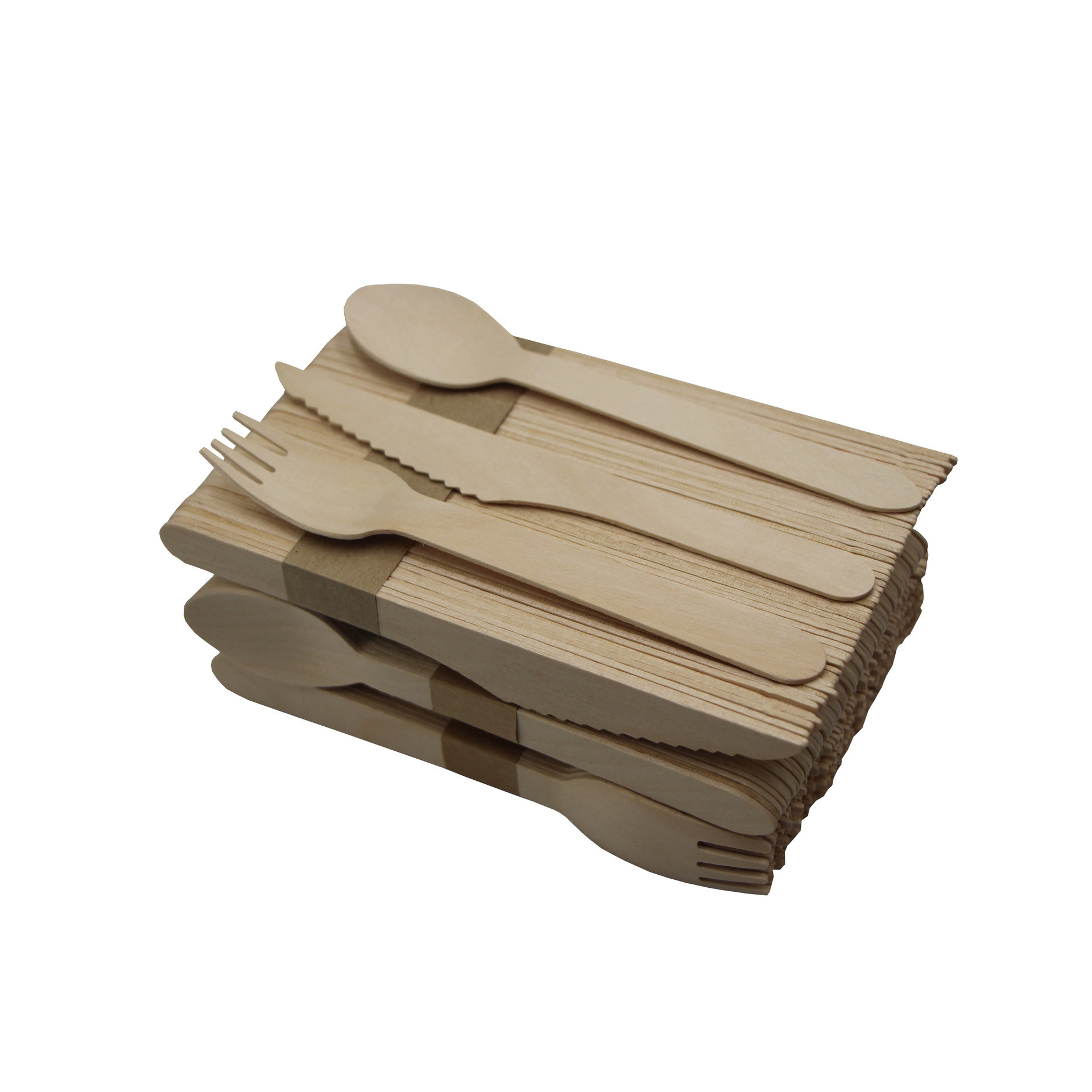 Disposable Cutlery Biodegradable Wooden Forks , Spoons , Knives Set Plastic Free