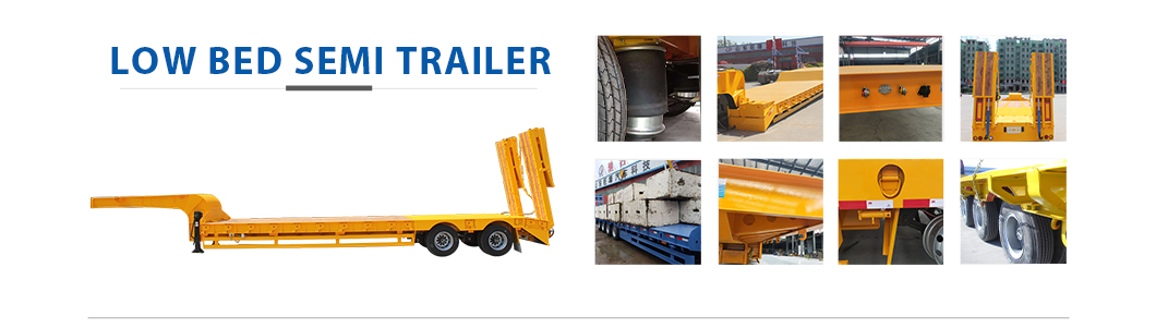 BPW Optional Self Steering Axle Lowboy Truck Trailer for Heavy Object Transportation
