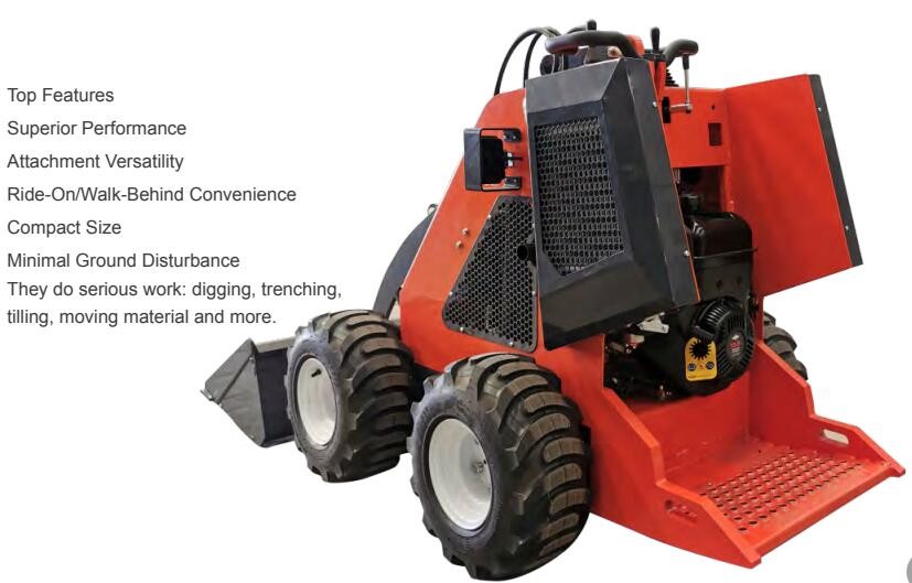 Latest Model Mini Skid Steer Loader Hydraulic Diesel Mini Loader 13.5hp 10.1kw
