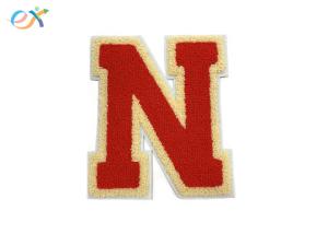 China Iron On Garment Logo Letter Embroidered Badge , Chenille Embroidery Patches wholesale