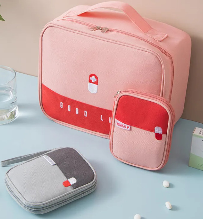 Small 420D Polyester Portable Outdoor First Aid Kit For Medicine Cosmetic Organizer