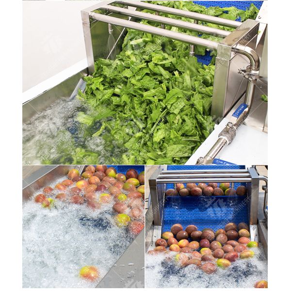 380V Integrating Spinach Washing Machine , Blasting Isolating Potato Cleaning Machine