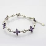 925 Silver Jewellery Quatrefoil Amethyst Cubic Zircon Tennis Bracelet (B04PURPLE