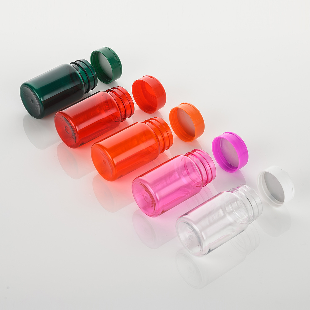 Nutritional Supplement PET PCR Bottle with Screw Lid Cap Ideal for Pill Vitamin Tablet Powder Capsule in Red Green Color