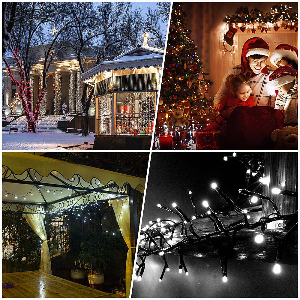 Christmas Garland Led Fairy Light Outdoor Solar Powered String Lights 3 Mode Garden Wedding Decoration Waterproof