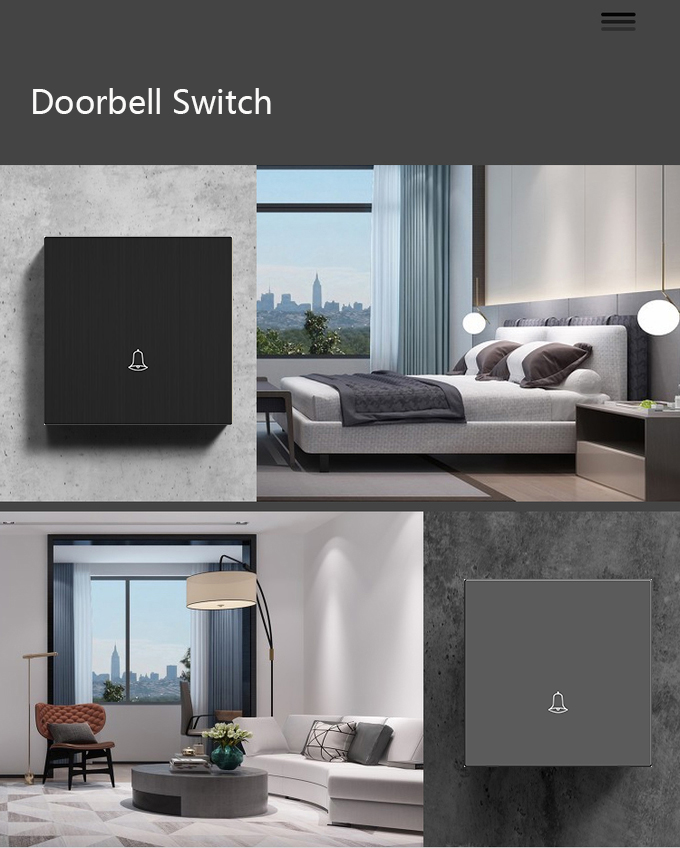 Stainless Steel Electrical Wall Switch , 250V Push Button Doorbell Switch