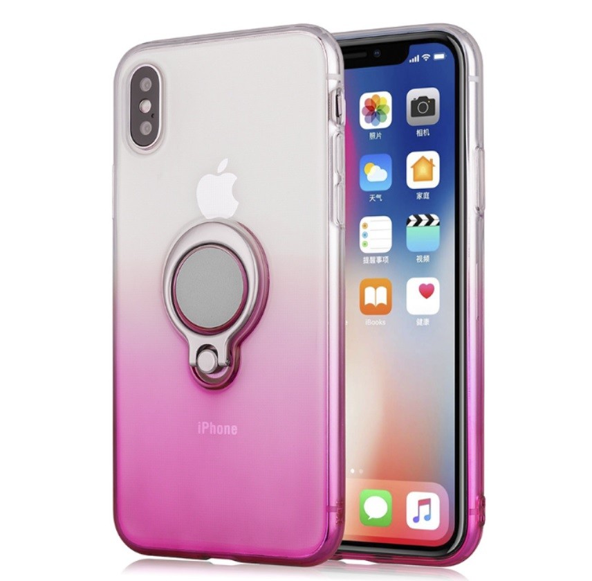 Color Gradient Ring Magnetic Car Mount Holder Soft TPU Case Back Cover For Oppo F5/A73/A79 R11S plus A5/A3S FIND X A71
