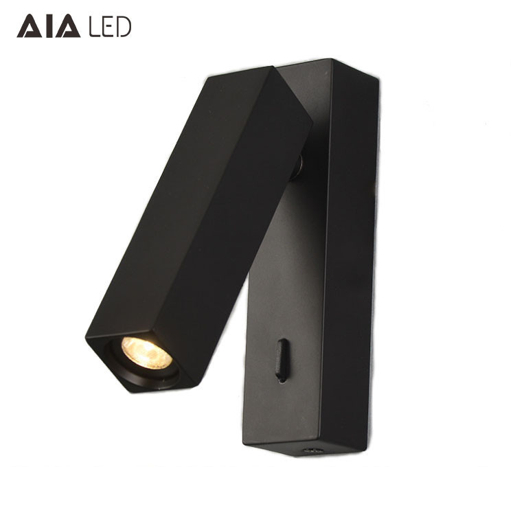 Surface mounted hotel wall reading light 3W flexible headboard wall lamp dimmable led bedside wall light