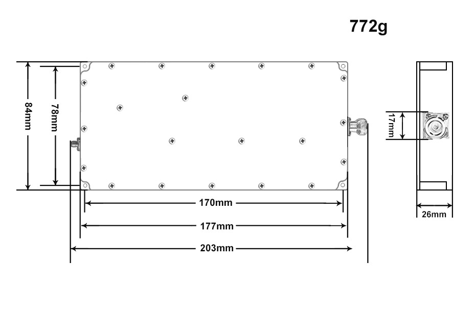 50W Wideband anti drone Power Amplifier Module Frequency Range 1000-1700MHz Gain 47 for Outdoor Security Needs