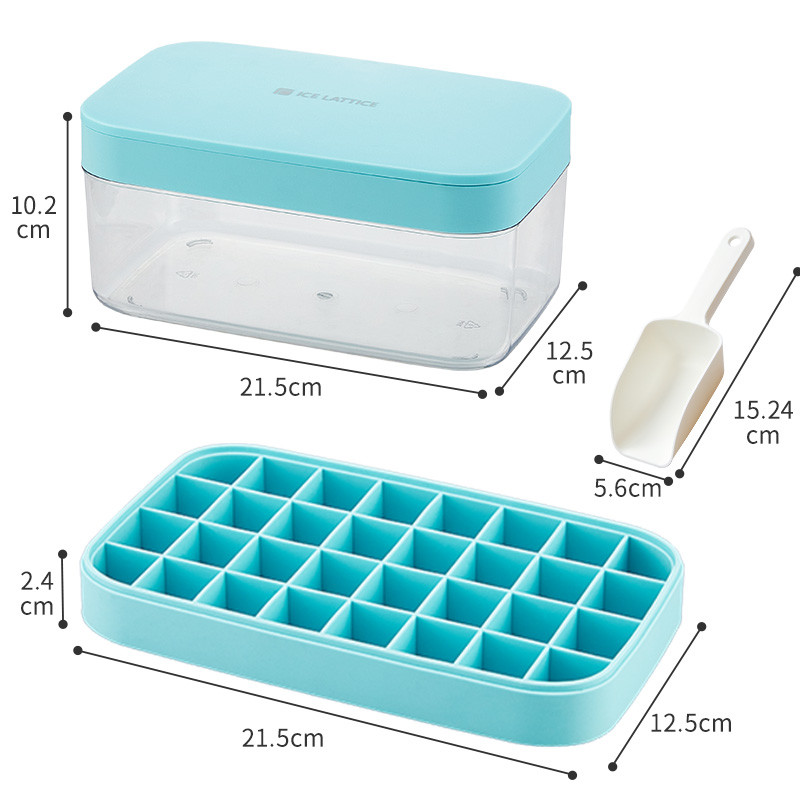 Reusable Easy Release Square Ice Cube Tray For Whiskey With Lid Storage Bin