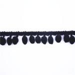 OEKO Black 100% Polyester 3cm Pom Pom Edge