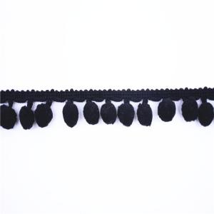 China OEKO Black 100% Polyester 3cm Pom Pom Edge wholesale