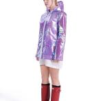 Wholesales fashion design metallic women holographic rain coat