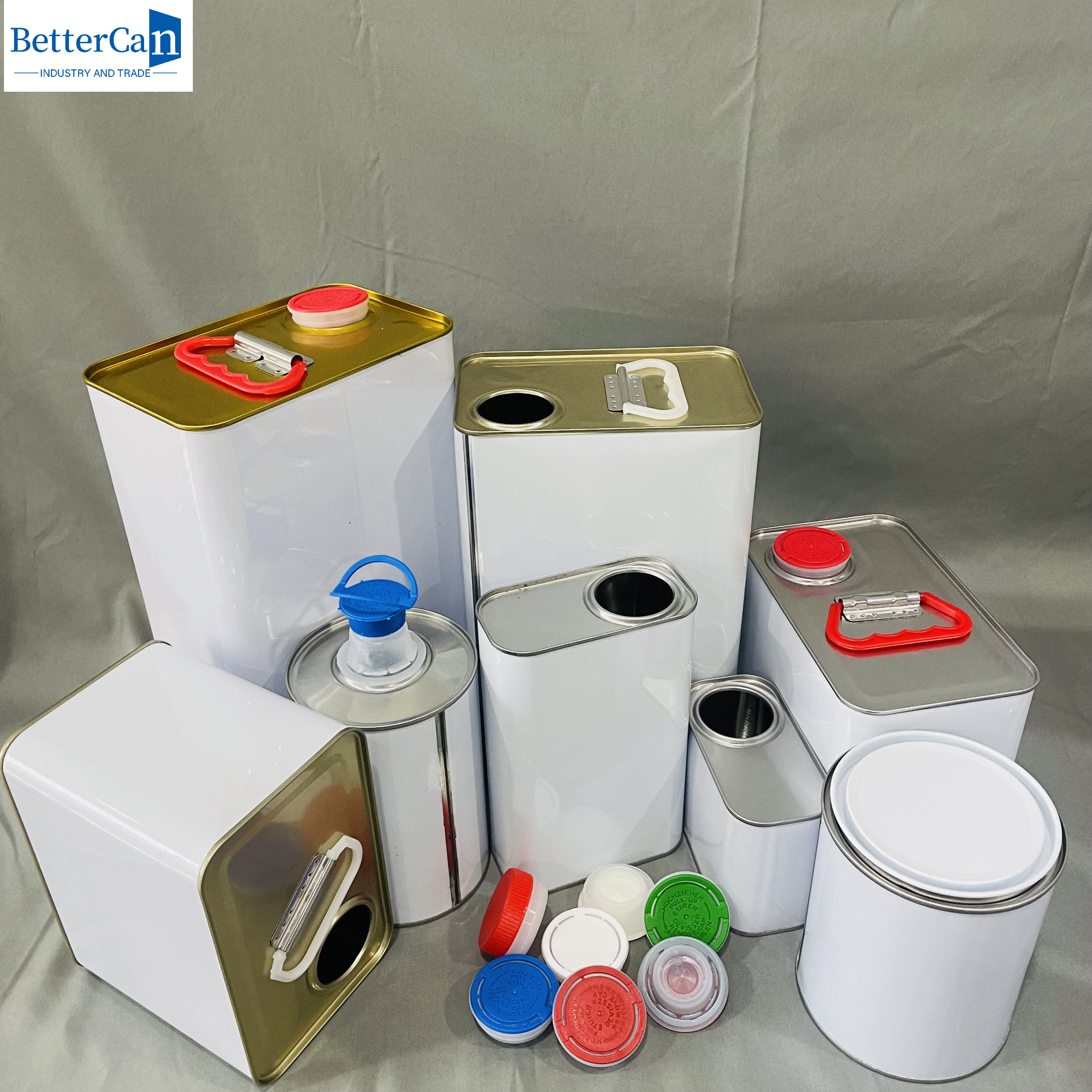 1 Liter Rectangular Empty Tin Cans With Plastic Cap 500ML Round Metal Contianer