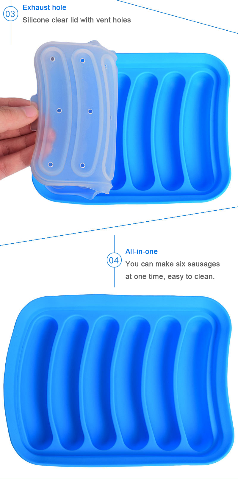 Meat sausage ham box silicone 6 hot dog box homemade DIY sausage mold baby food supplement cake baking mold