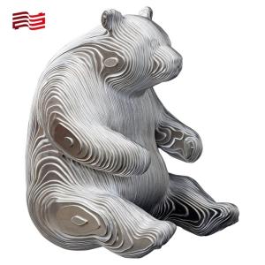 China Custom Color Life-size Bronze Animal Sculpture Hand-forged Stainless Steel Panda Statues wholesale