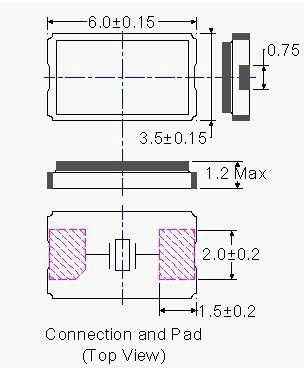 xtal 12mhz 6.0*3.5mm SMD 2pads Crystal 8.000MHz