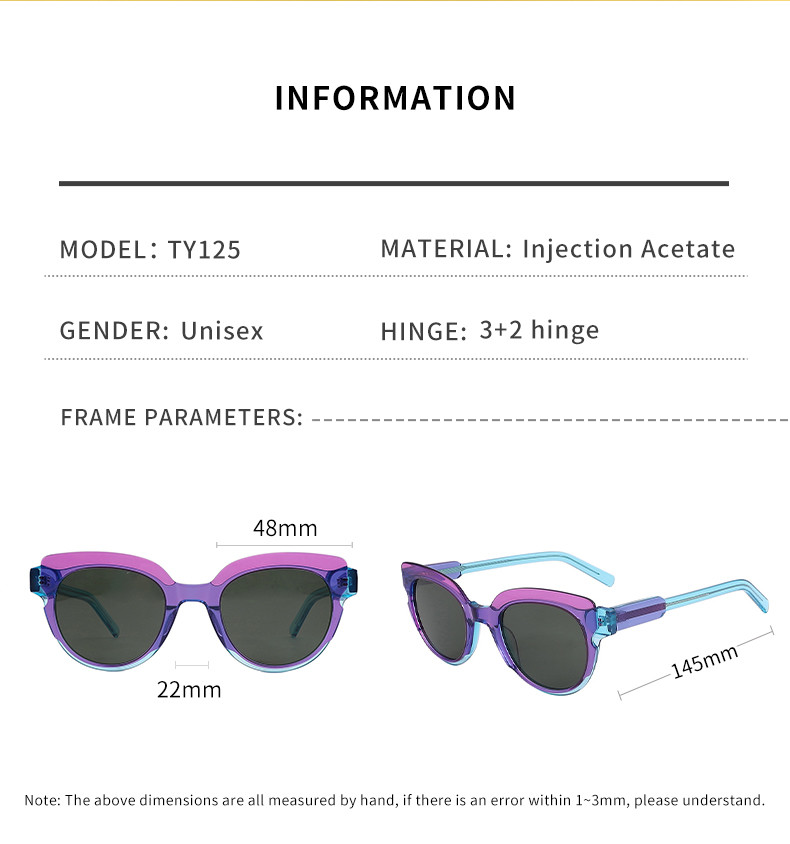 Colored Acetate Circle Frame Sunglasses flexible Gradient Customised
