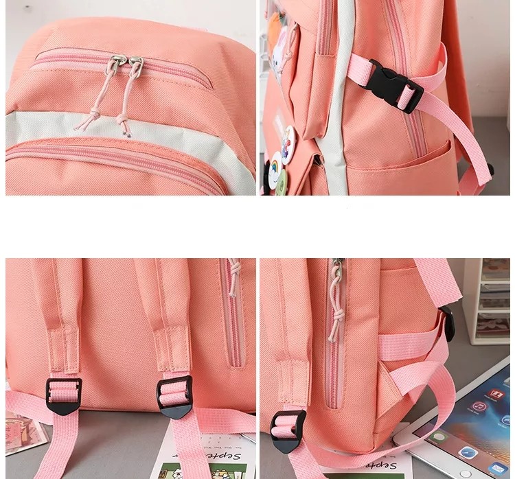 1.41 Inch Pink School Backpack Sets Girls Boys 5pc Backpack Set