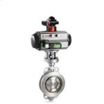 Wafer Ductile Iron PTFE Seat Butterfly Valve Air Actuator Single Acting