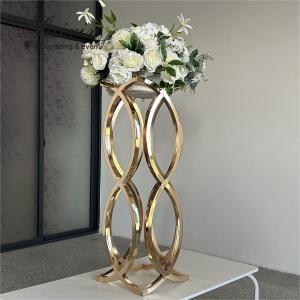 China Gold Wedding Flower Stand Centerpiece Unique Metal Flower Stand 97cm wholesale