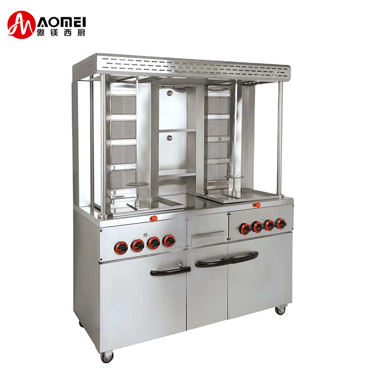 8 Burners Gas Doner Machine for Middle East Restaurant Stainless Steel Shawarma Grill