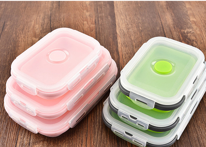 FDA silicone foldable lunch box silicone microwave lunch box portable silicone lunch box