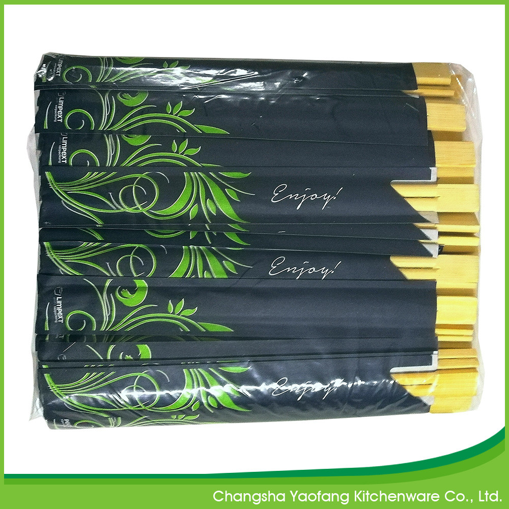 24cm Twins Custom Logo Disposable Bamboo Chopsticks Semi Closed Paper Packing