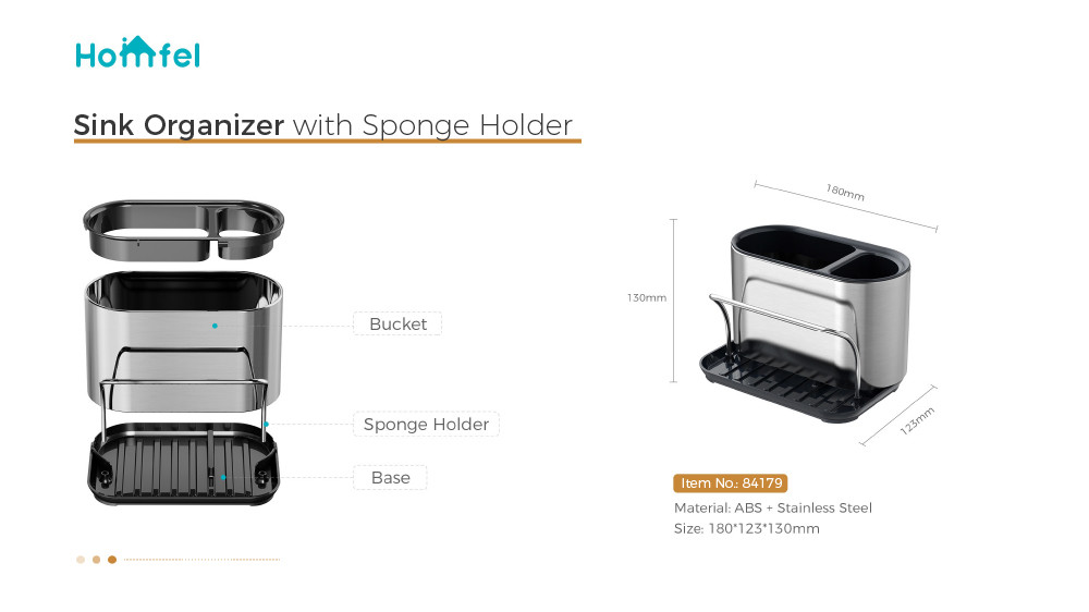 Stainless Steel Kitchen Sink Organiser Rack With Fluid Pump And Sponge Holder