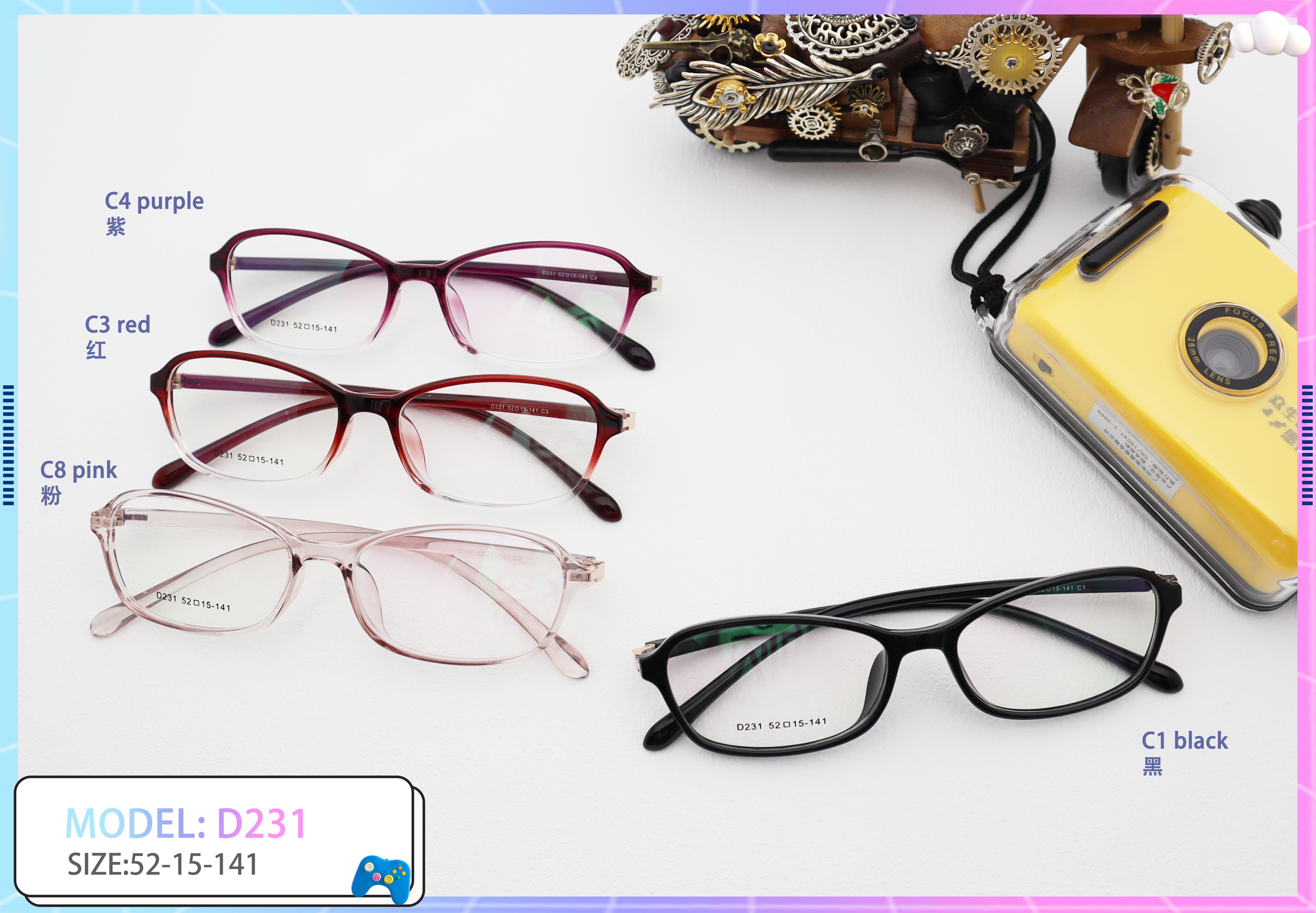 Stylish Lightweight Multi-Color TR 90 Rectangle Optical Frames