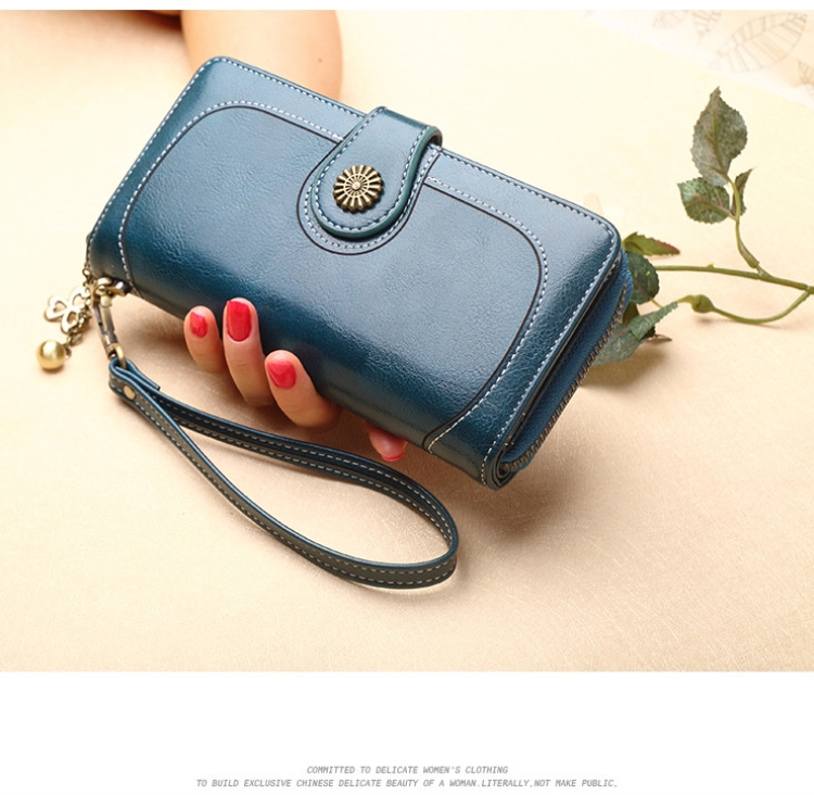 Women's Long Wallet Leather Zipper Cash Stuffing Wristlet Purse Monederos Money Card Bag