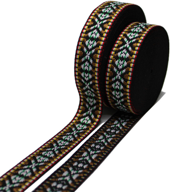 Custom Brand Logo Ethnic Style Jacquard Ribbon Strap