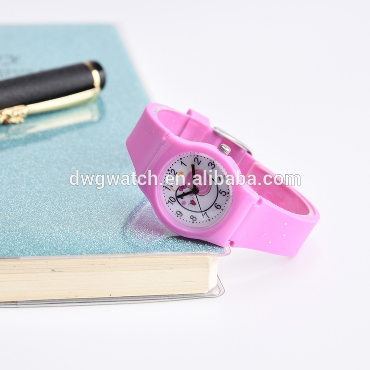 Pink Color Kids Waterproof Watch China / Japan Movt For Birthday Gift