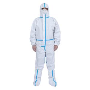 China Sterile Disposable Coverall Suit Anti Static Chemical Resistant With Hood wholesale