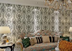 China Black / White Retro 3D Vintage Asian Inspired Wallpaper / Yarn Wallcovering wholesale