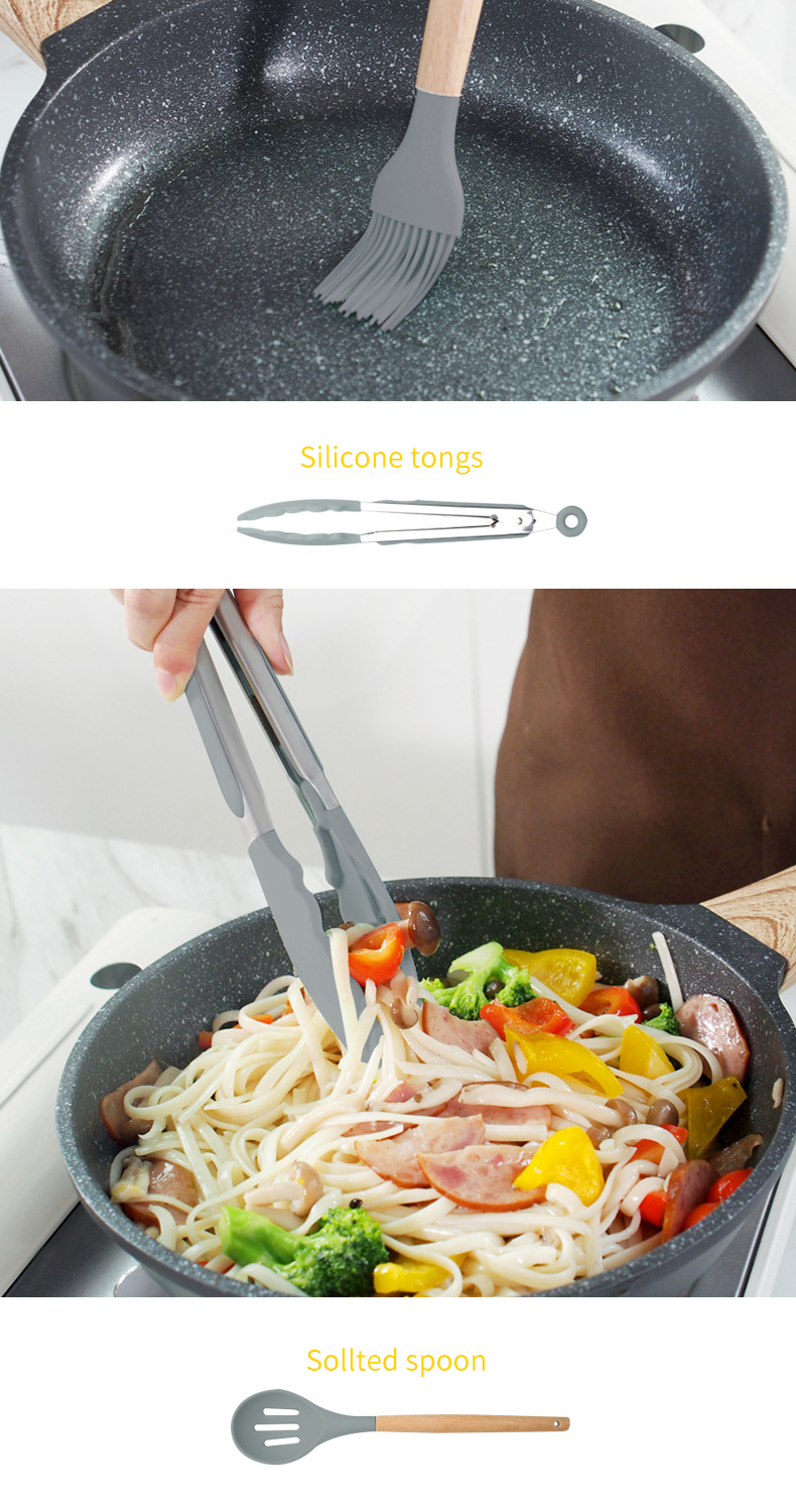 Hygiene Colorful 8 Piece Silicone Stainless Steel Kitchen Utensils For Cooking
