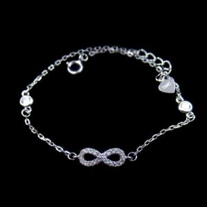 China Unlimited Eight Shape Silver Cubic Zirconia Bracelet with Infinite Meaning wholesale