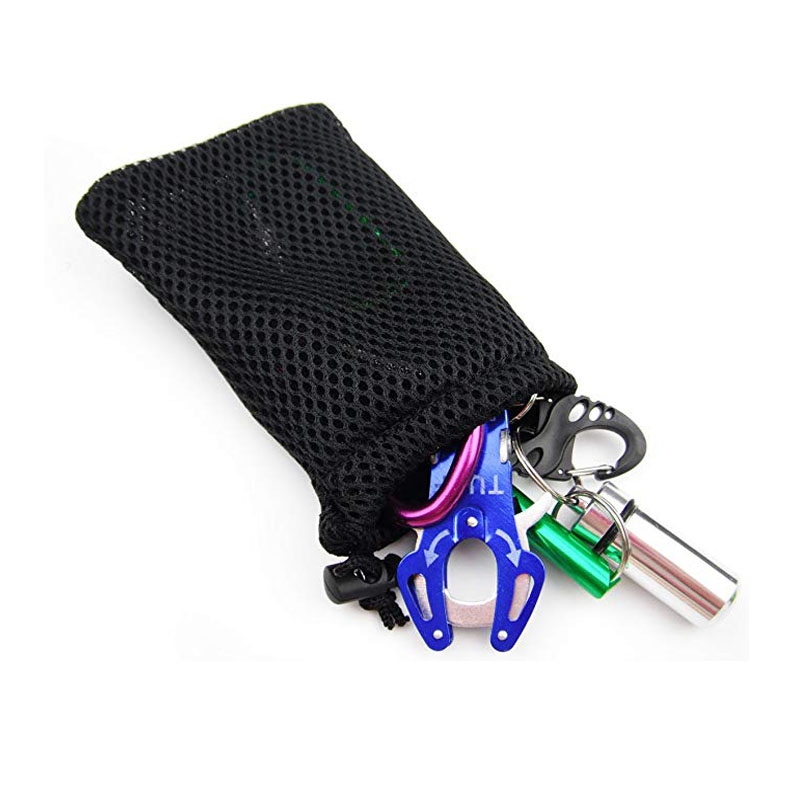 Durable Non Woven Mesh Drawstring Bags Folding Unisex Stuff Pack Range Green