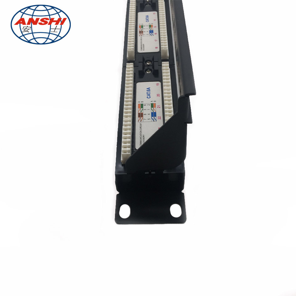 110 Idc Cat6a Utp Patch Panel 19 Inch Unshield UTP With Cable Manager Black Color