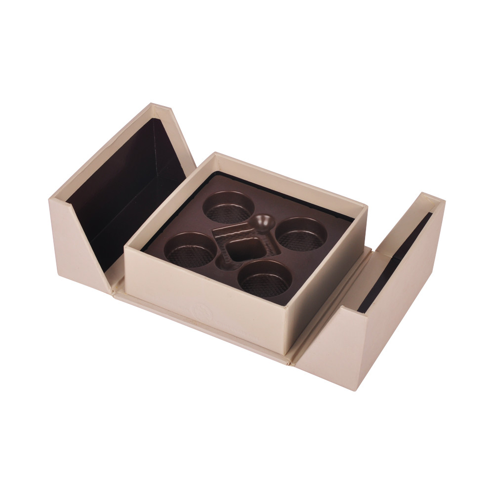 Small Double Door Chocolate Paper Boxes Packaging With Plastic Insert