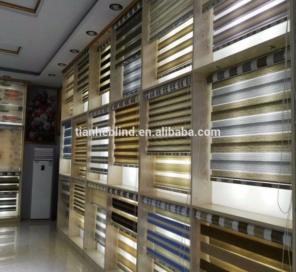 New Design Polyester Fabric 28mm Aluminum Tube Zebra Blinds/Double Layer Roller Blinds