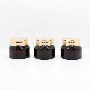 China Eco Friendly Eye Cream Glass Cosmetic Jars Packaging With Light Gold Lid wholesale