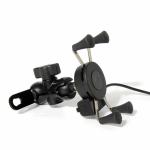 ABS Metal Clips Quad Lock Motorcycle Handlebar Mount With Charger 5V 2.1A
